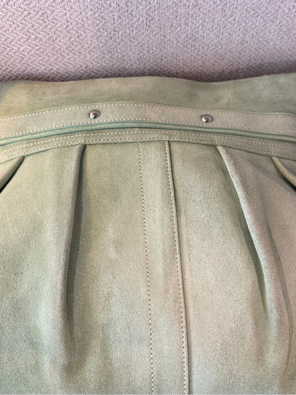 Coach Pale Green Suede Hobo with Silver Hardware